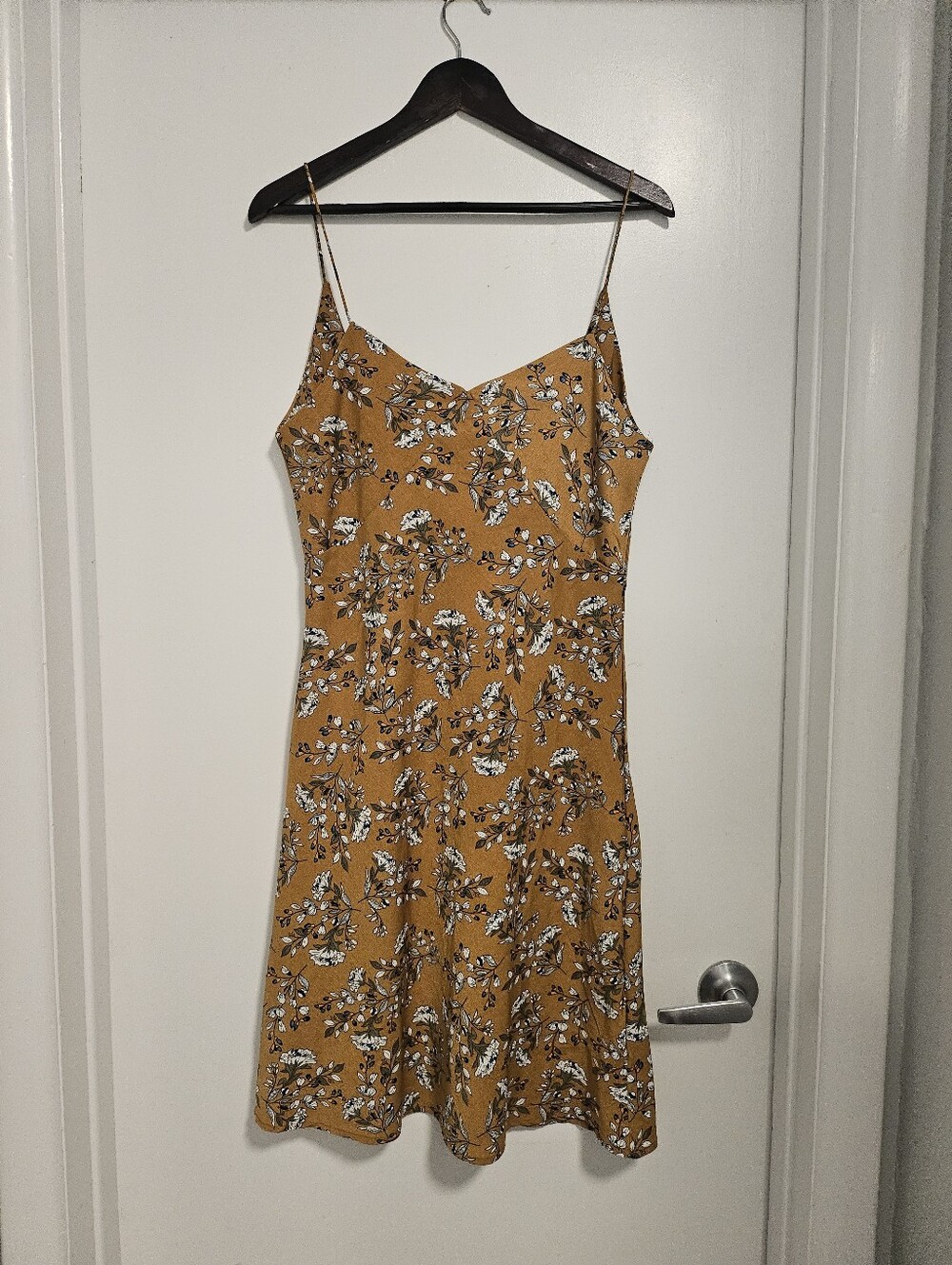 Low-back floral slip dress